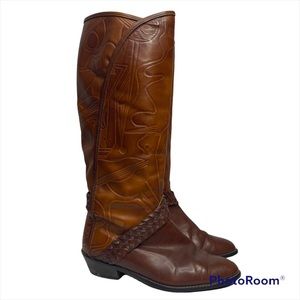 Veneto vintage brown embossed leather boots 38
